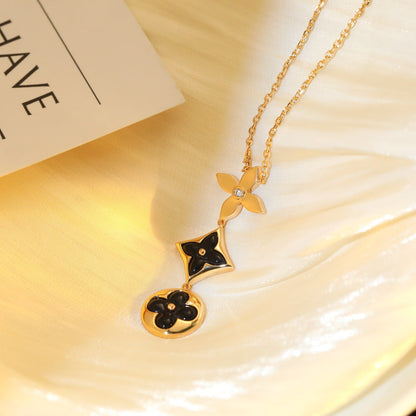 [Glow Muse]STAR AND SUN ONYX PINK GOLD NECKLACE