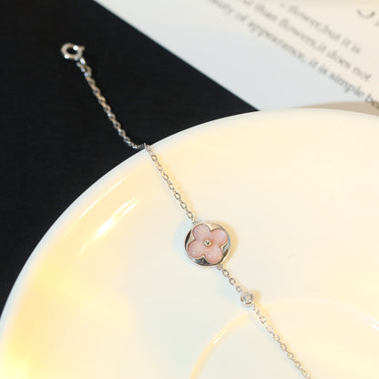[Glow Muse]SUN MOTIF PINK MOP SILVER BRACELET
