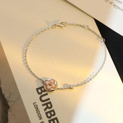 [Glow Muse]SUN MOTIF PINK MOP SILVER BRACELET