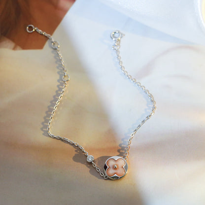 [Glow Muse]SUN MOTIF PINK MOP SILVER BRACELET