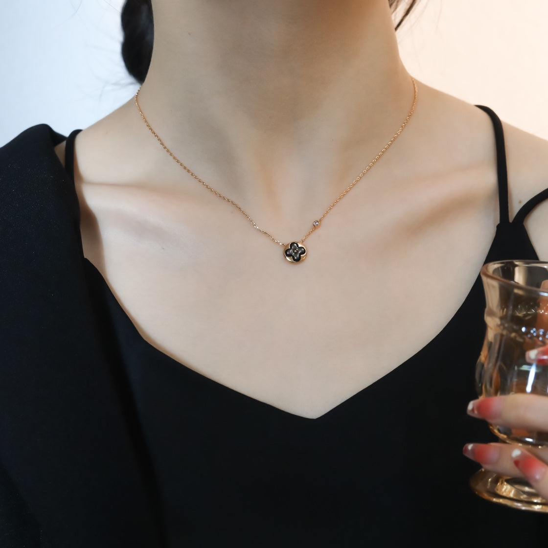 [Glow Muse]SUN PEDANT PINK GOLD 1 DIAMOND NECKLACE
