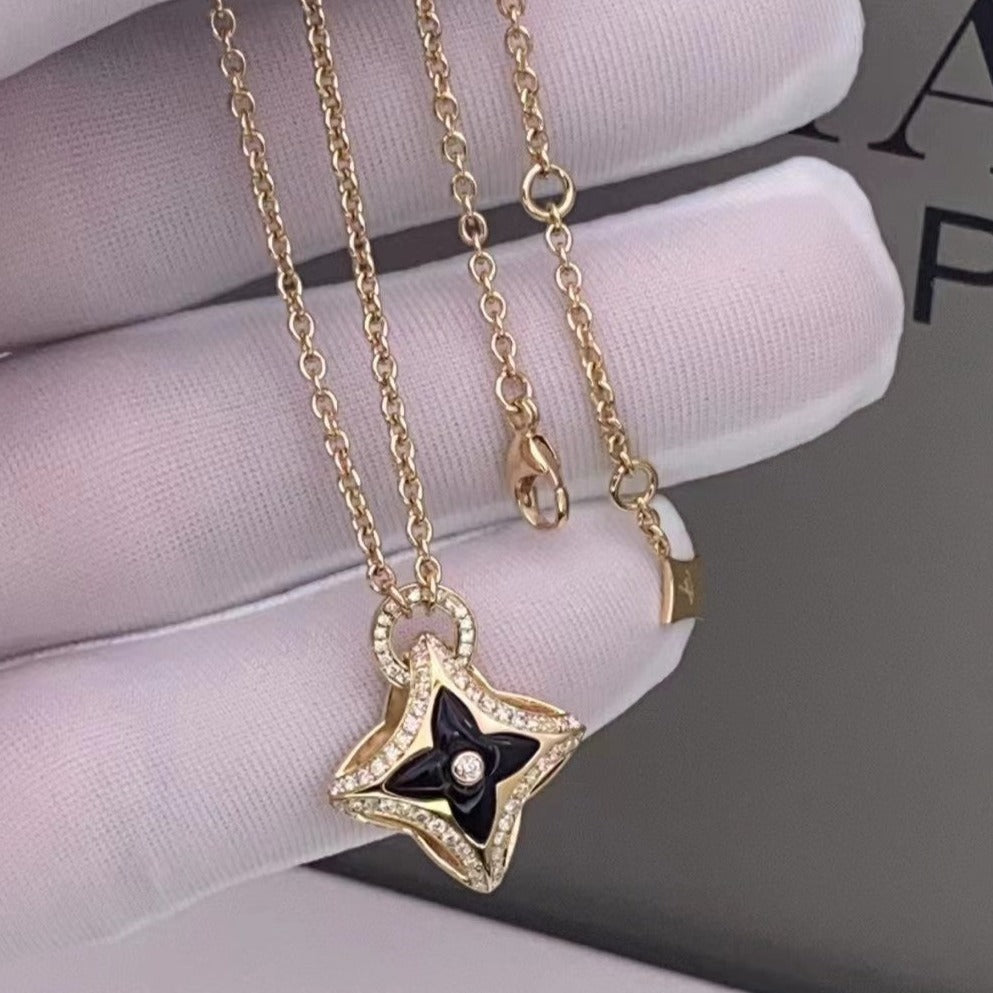 [Glow Muse]STAR PEDANT PINK GOLD DIAMOND NECKLACE