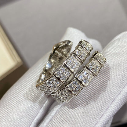[Glow Muse]SERPENTI DOUBLE RING SILVER DIAMOND PAVED