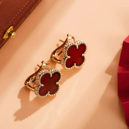 [Glow Muse]CLOVER MEDIUM 1 MOTIFS CARNELIAN  EARRINGS