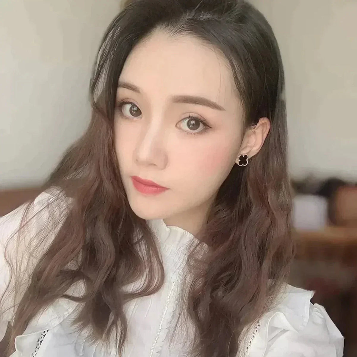[Glow Muse]CLOVER MEDIUM 1 MOTIFS  ONYX STUD EARRINGS