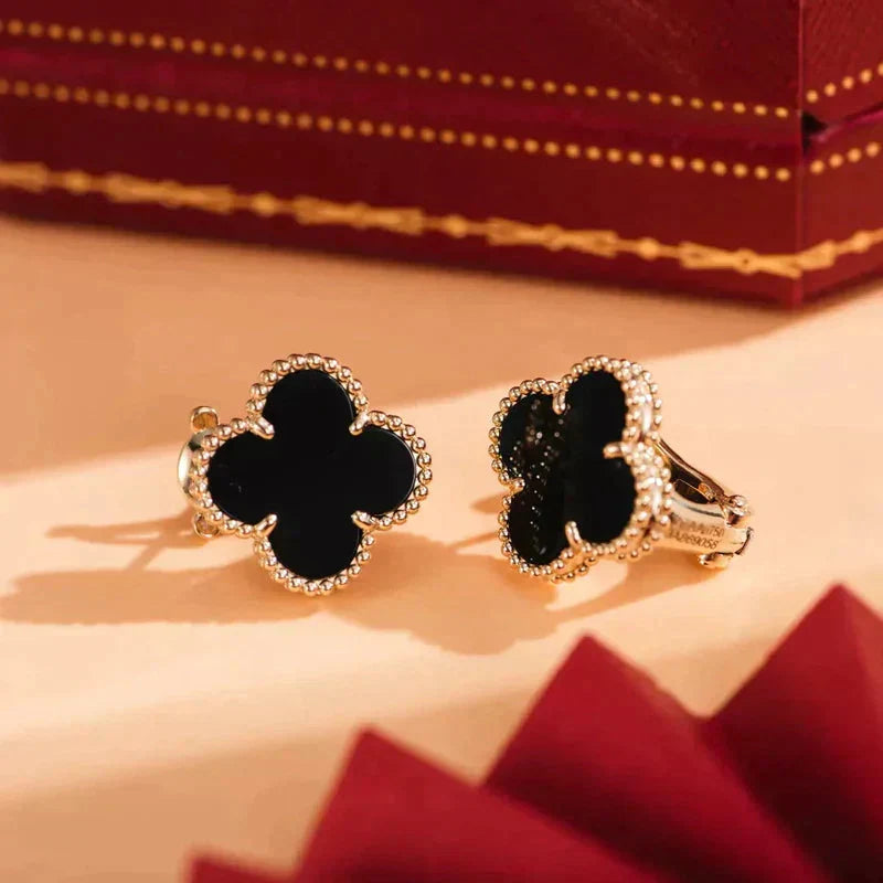[Glow Muse]CLOVER MEDIUM 1 MOTIFS  ONYX STUD EARRINGS