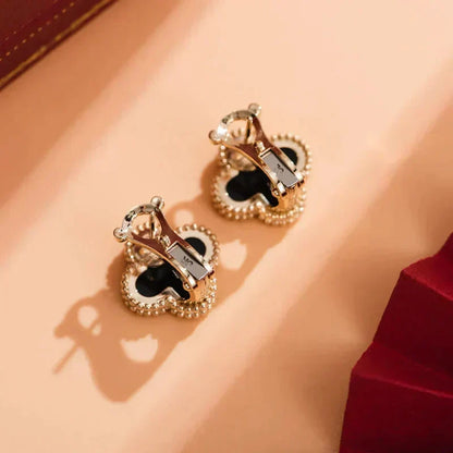 [Glow Muse]CLOVER MEDIUM 1 MOTIFS  ONYX STUD EARRINGS