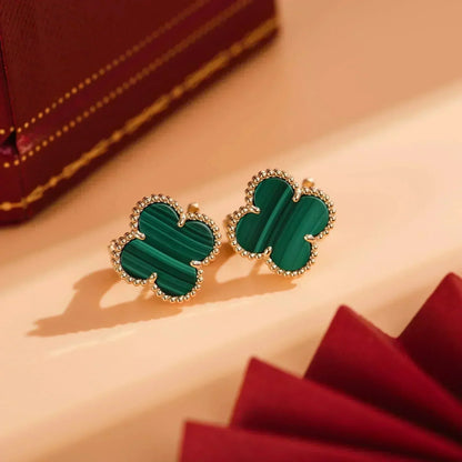 [Glow Muse]CLOVER MEDIUM 1 MOTIFS MALACHITE  EARRINGS