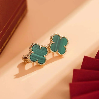 [Glow Muse]CLOVER MEDIUM 1 MOTIFS MALACHITE  EARRINGS
