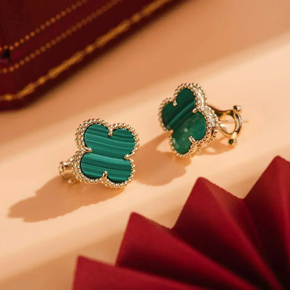 [Glow Muse]CLOVER MEDIUM 1 MOTIFS MALACHITE  EARRINGS