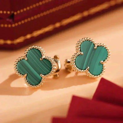 [Glow Muse]CLOVER MEDIUM 1 MOTIFS MALACHITE  EARRINGS