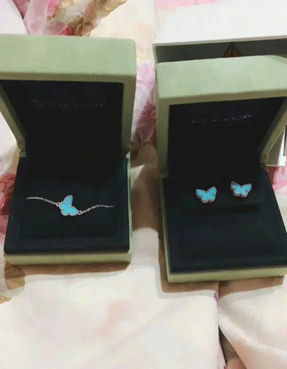 [Glow Muse]BUTTERFLY TURQUOISE EARRINGS SILVER