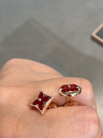 [Glow Muse]STAR AND SUN PINK GOLD CARNELIAN STUD EARRINGS