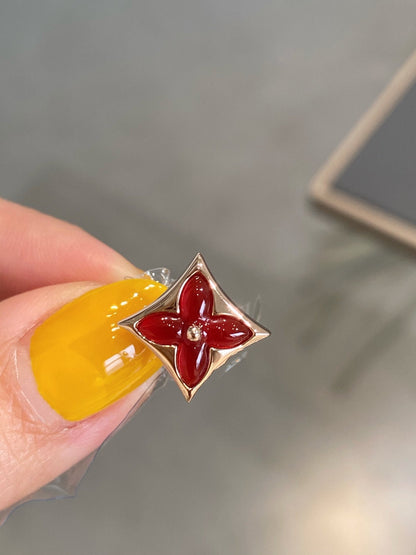 [Glow Muse]STAR AND SUN PINK GOLD CARNELIAN STUD EARRINGS