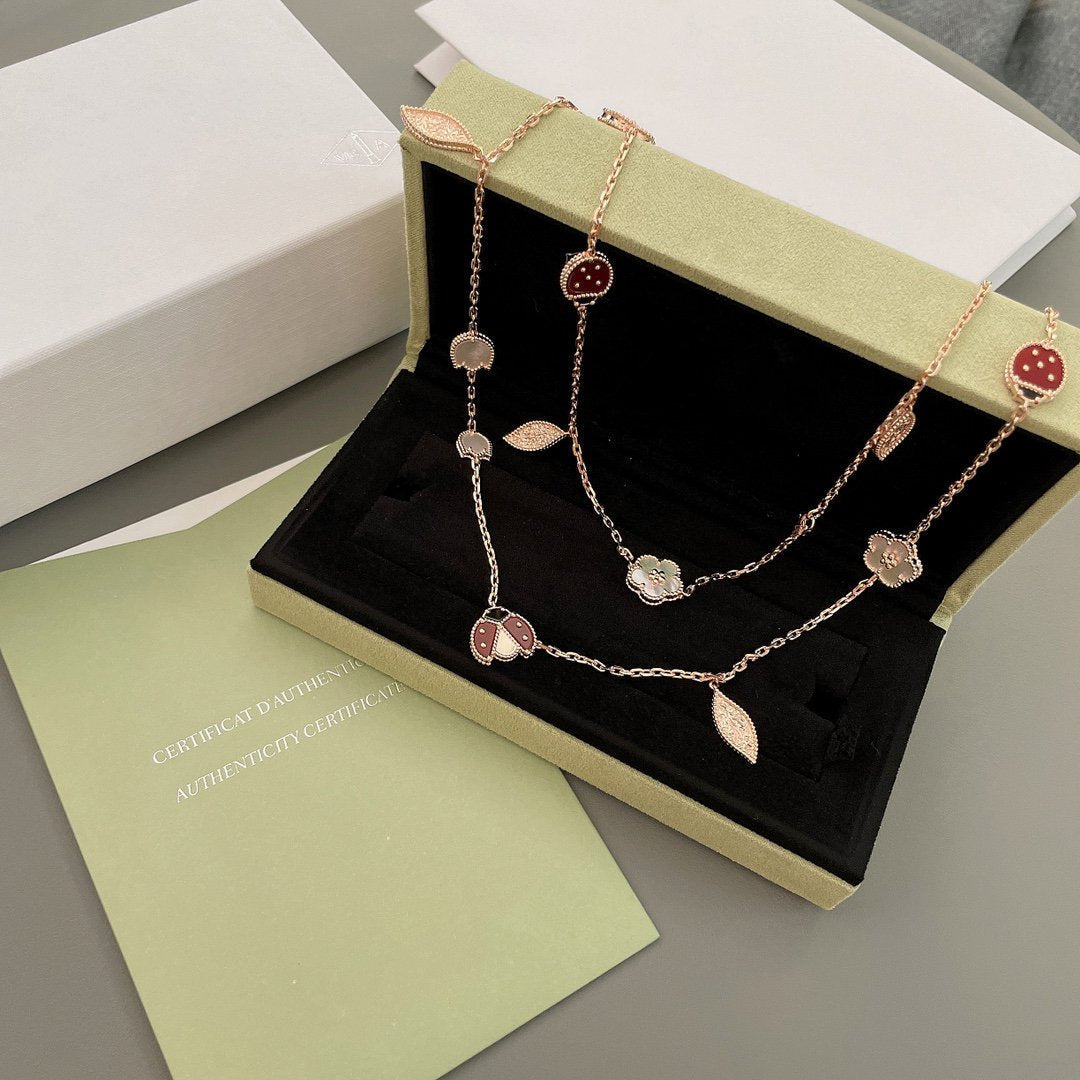 [Glow Muse]LUCKY SPRING 15 MOTIFS ROSE GOLD NECKLACE