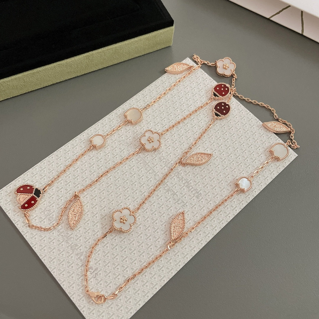 [Glow Muse]LUCKY SPRING 15 MOTIFS ROSE GOLD NECKLACE