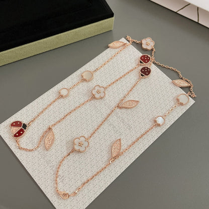 [Glow Muse]LUCKY SPRING 15 MOTIFS ROSE GOLD NECKLACE