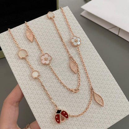 [Glow Muse]LUCKY SPRING 15 MOTIFS ROSE GOLD NECKLACE