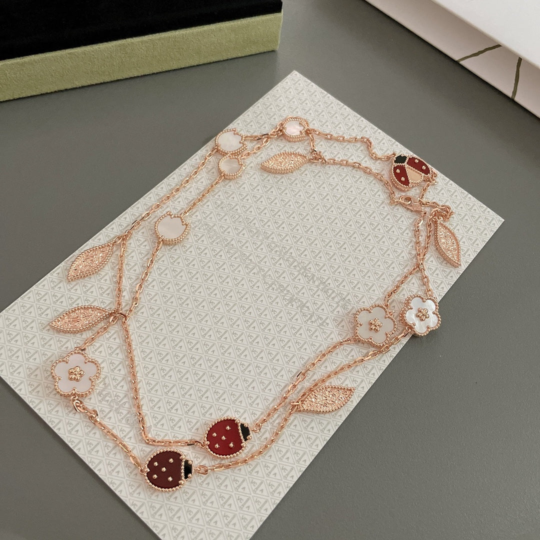 [Glow Muse]LUCKY SPRING 15 MOTIFS ROSE GOLD NECKLACE