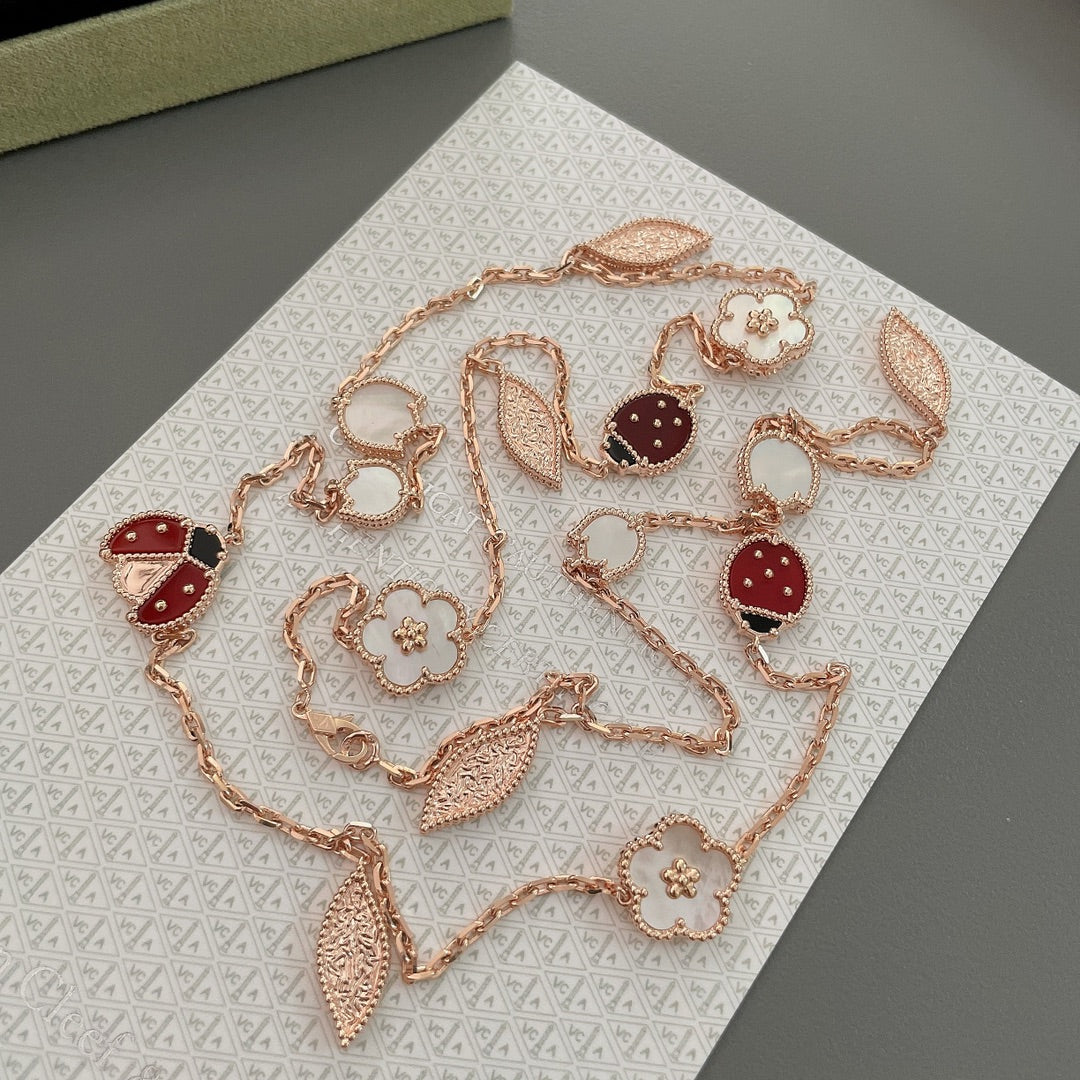 [Glow Muse]LUCKY SPRING 15 MOTIFS ROSE GOLD NECKLACE