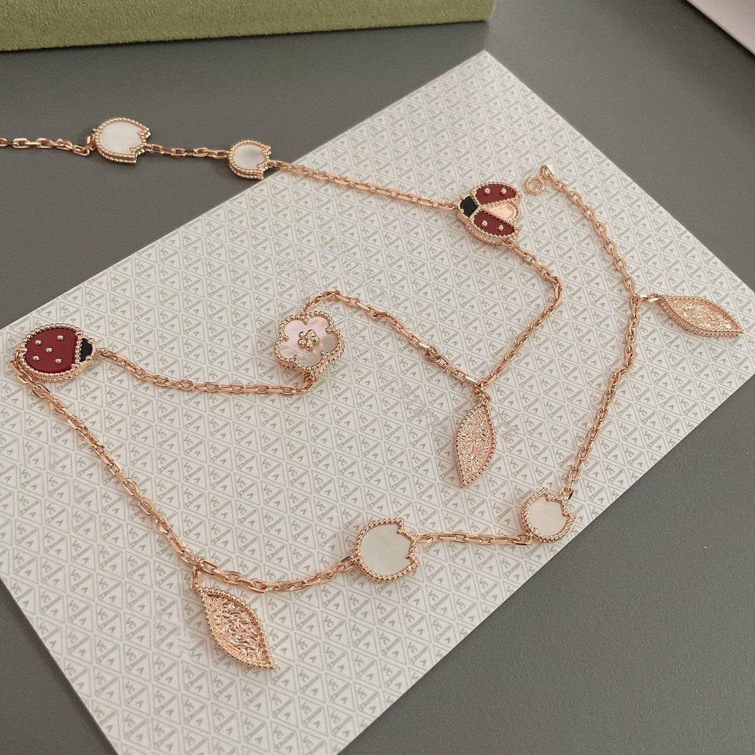[Glow Muse]LUCKY SPRING 15 MOTIFS ROSE GOLD NECKLACE