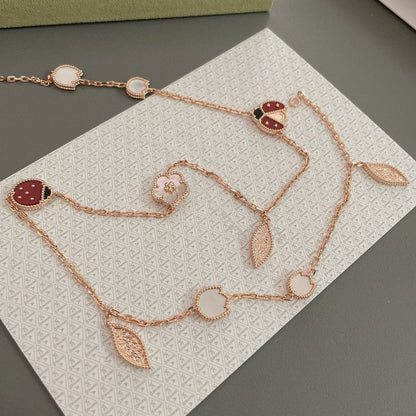 [Glow Muse]LUCKY SPRING 15 MOTIFS ROSE GOLD NECKLACE