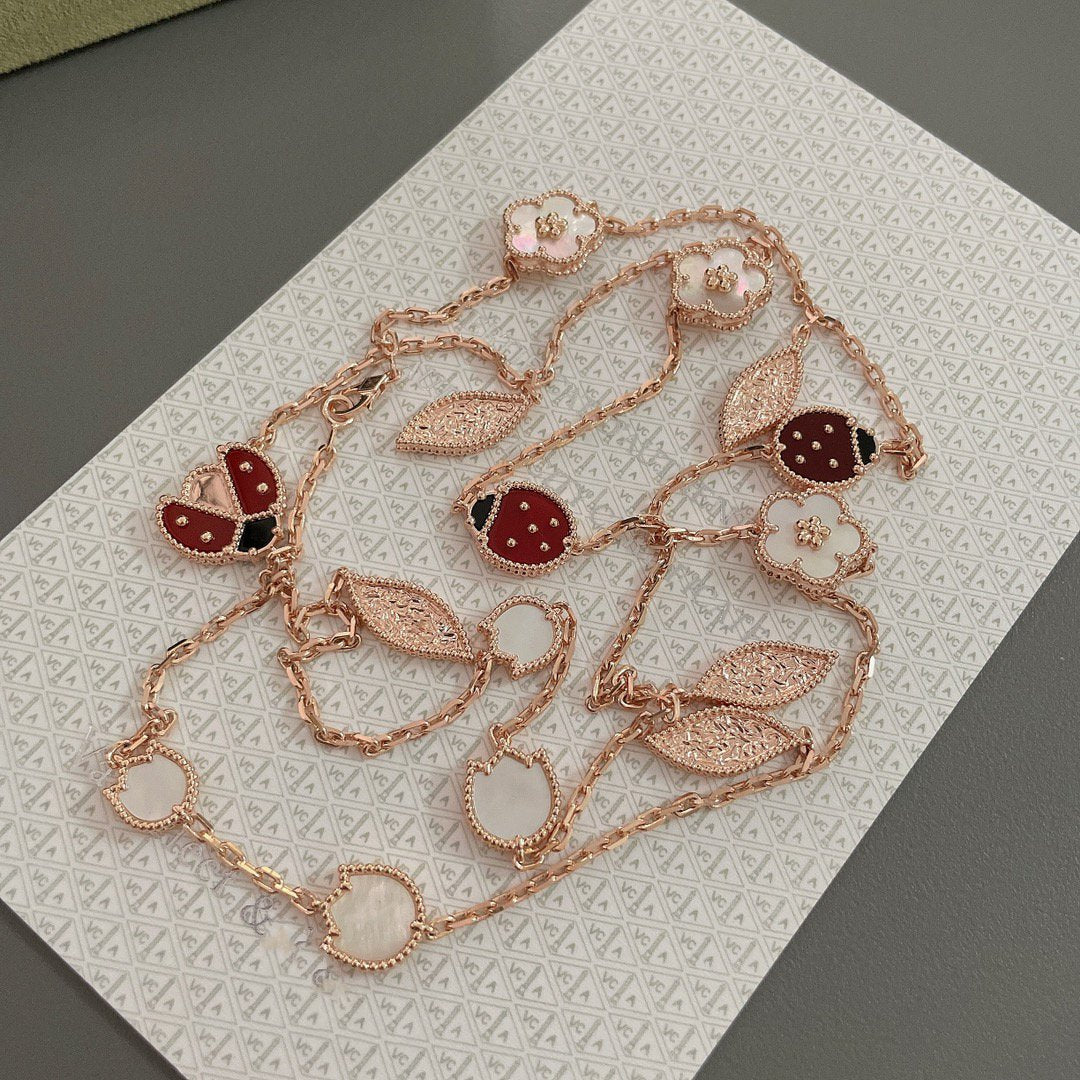 [Glow Muse]LUCKY SPRING 15 MOTIFS ROSE GOLD NECKLACE