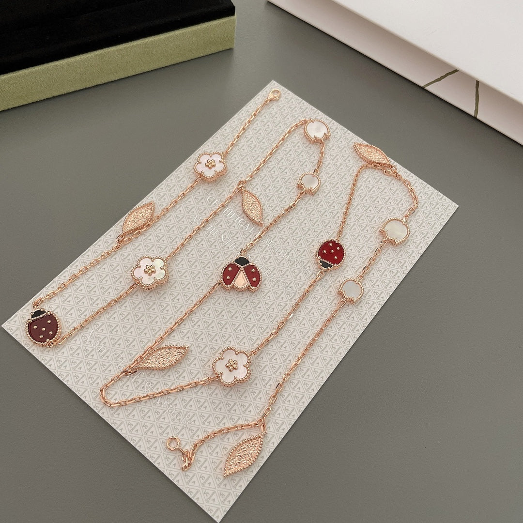 [Glow Muse]LUCKY SPRING 15 MOTIFS ROSE GOLD NECKLACE