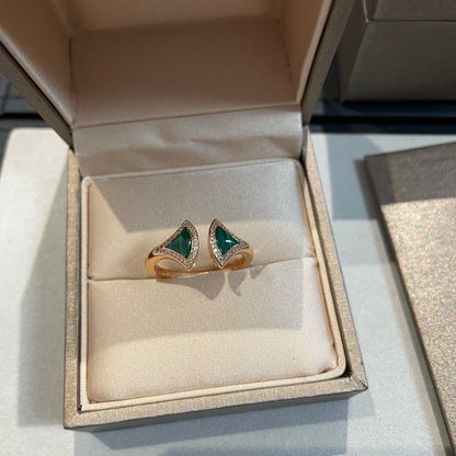 [Glow Muse]DREAM MALACHITE DIAMOND OPEN RING