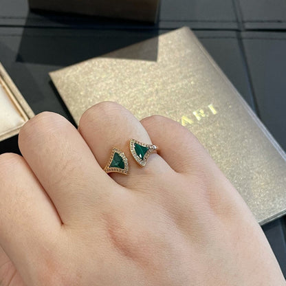 [Glow Muse]DREAM MALACHITE DIAMOND OPEN RING