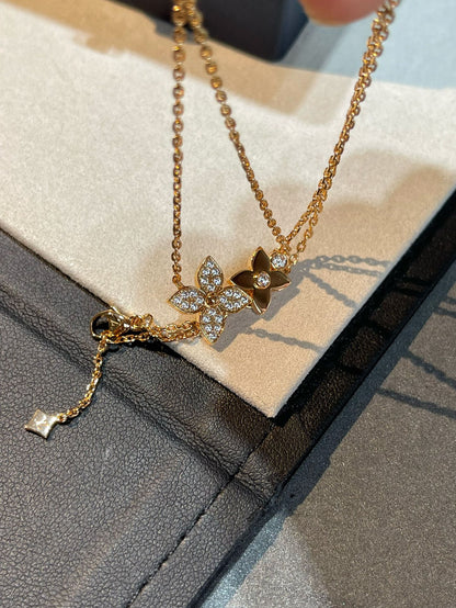 [Glow Muse]STAR BLOSSOM NECKLACE PINK GOLD DIAMONDS