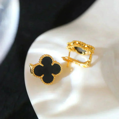 [Glow Muse]CLOVER MEDIUM 1 MOTIFS  ONYX STUD EARRINGS