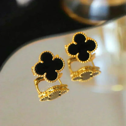 [Glow Muse]CLOVER MEDIUM 1 MOTIFS  ONYX STUD EARRINGS