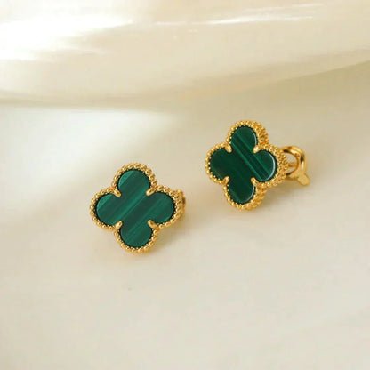 [Glow Muse]CLOVER MEDIUM 1 MOTIFS MALACHITE  EARRINGS