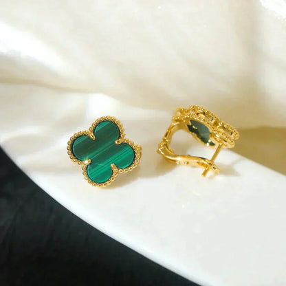 [Glow Muse]CLOVER MEDIUM 1 MOTIFS MALACHITE  EARRINGS