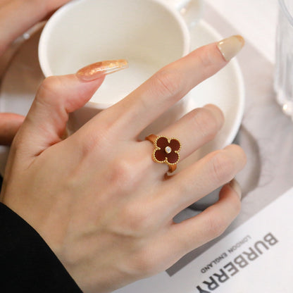 [Glow Muse]CLOVER CARNELIAN RING ROSE GOLD DIAMOND