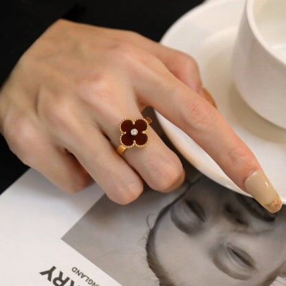 [Glow Muse]CLOVER CARNELIAN RING ROSE GOLD DIAMOND