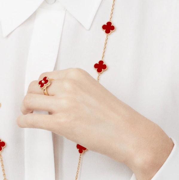 [Glow Muse]CLOVER CARNELIAN RING ROSE GOLD DIAMOND