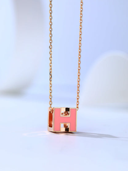 [Glow Muse]H CAGE PINK GOLD NECKLACE