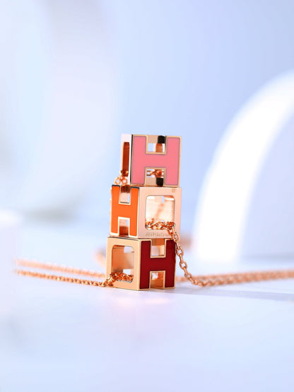 [Glow Muse]H CAGE PINK GOLD NECKLACE