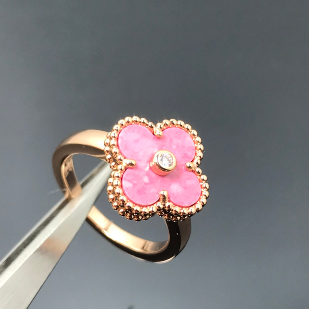[Glow Muse]CLOVER RHODONITE ROSE GOLD RING
