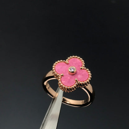 [Glow Muse]CLOVER RHODONITE ROSE GOLD RING
