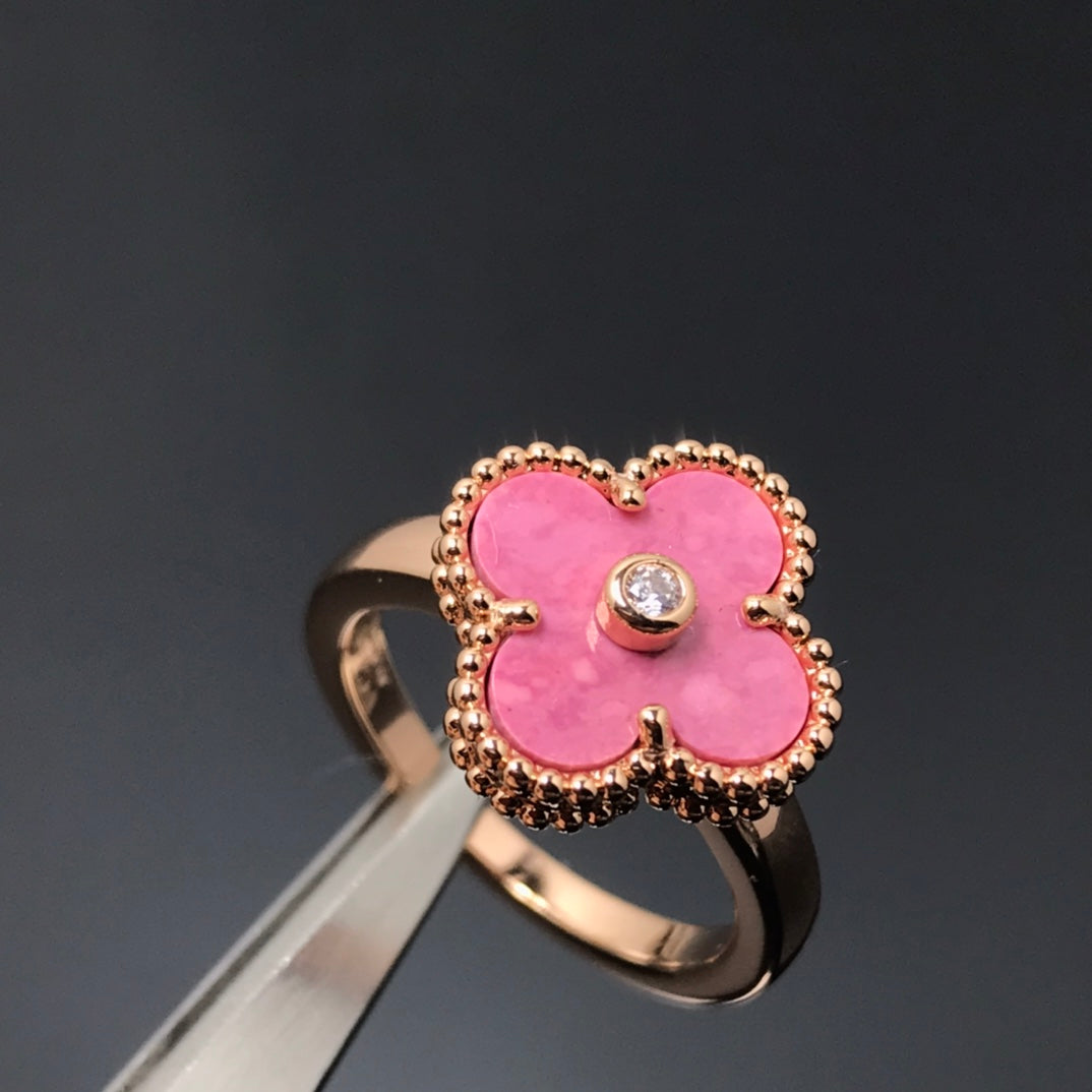 [Glow Muse]CLOVER RHODONITE ROSE GOLD RING