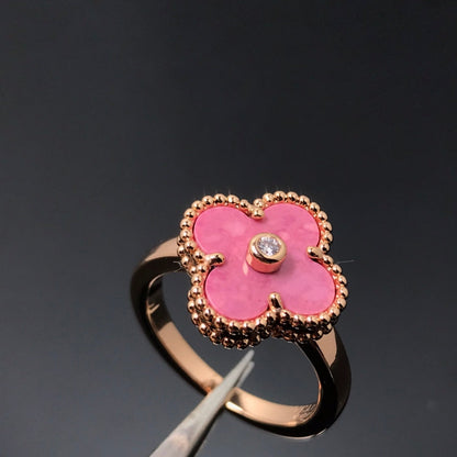[Glow Muse]CLOVER RHODONITE ROSE GOLD RING
