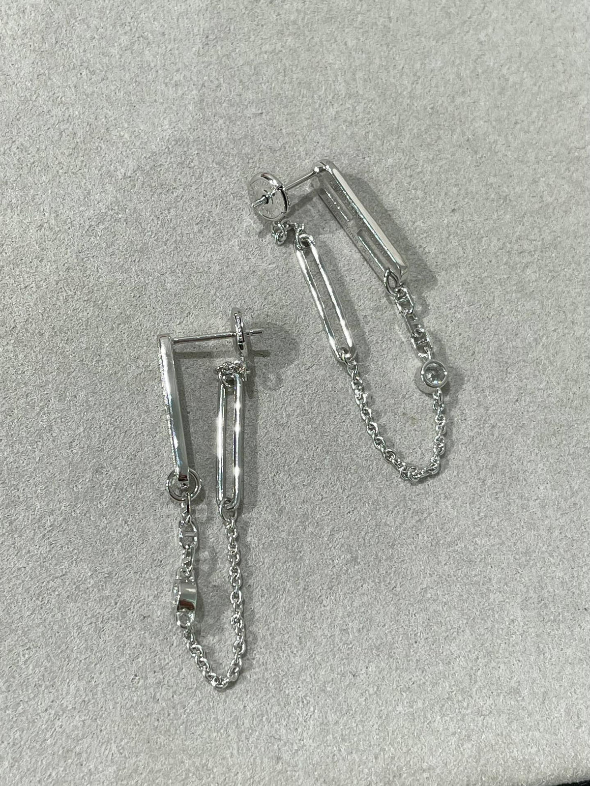 [Glow Muse]CHAINE CHAOS DIAMOND DROP EARRINGS