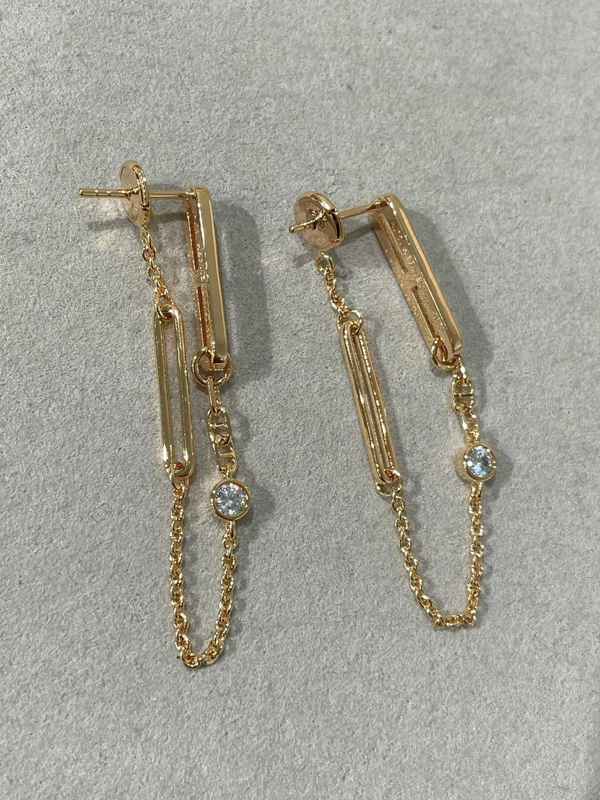 [Glow Muse]CHAINE CHAOS DIAMOND DROP EARRINGS