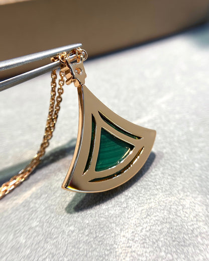 [Glow Muse]DREAM MALACHITE DIAMOND PAVED PINK GOLD NECKLACE