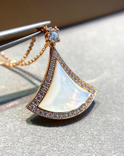 [Glow Muse]DREAM MOP DIAMOND PAVED PINK GOLD NECKLACE