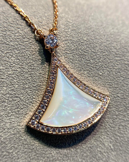 [Glow Muse]DREAM MOP DIAMOND PAVED PINK GOLD NECKLACE