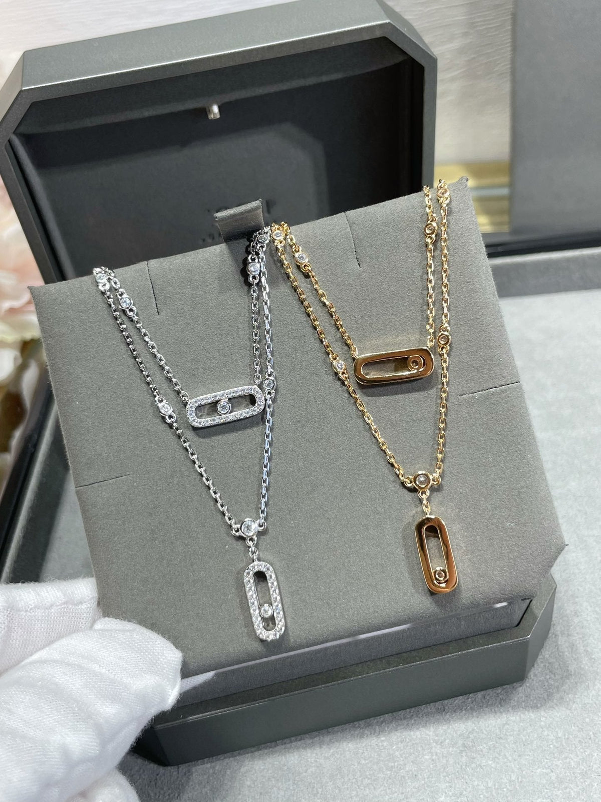 [Glow Muse]MOVE 2 ROW DIAMOND NECKLACE